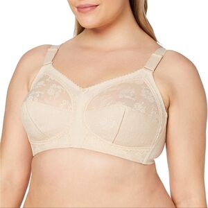 Minimizer Bra Vintage Style Nude Beige Soft Cup Lace 48DD NEW Plus Size